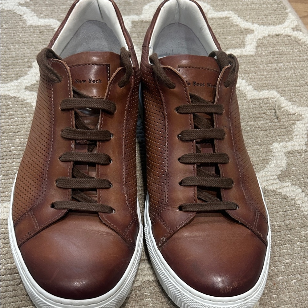 To Boot Brown Leather Men's Perforated Sneakers